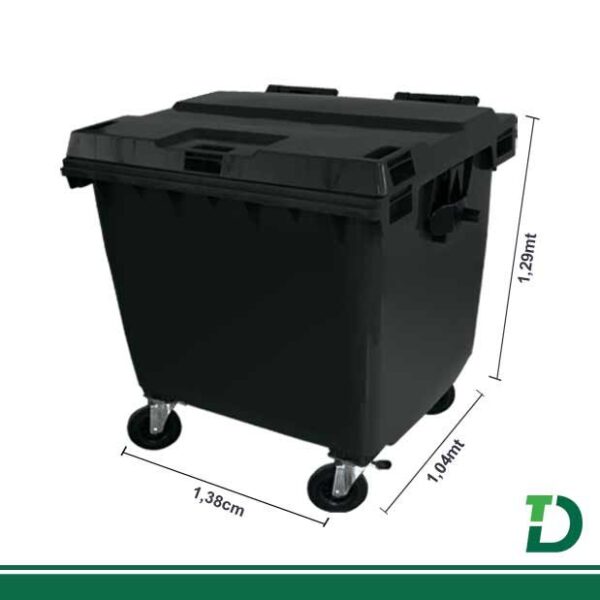 Contêiner Plástico 1000 Litros Preto s/ Pedal JSN Ref: C1000