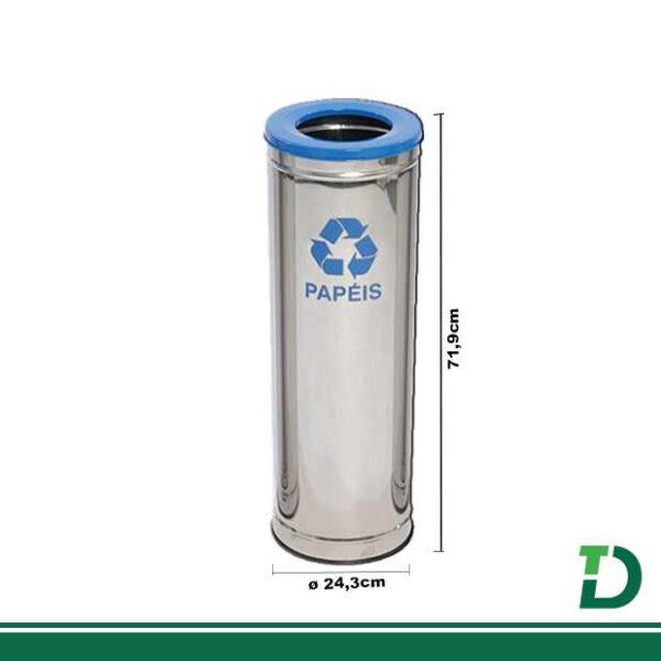 Lixeira Inox p/ Coleta Seletiva Aro Pintado 30 Litros JSN Ref: C30a Azul